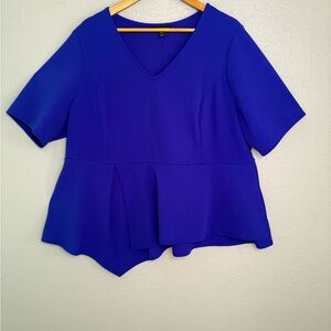 Lane Bryant Royal Blue Peplum V-Neck blouse